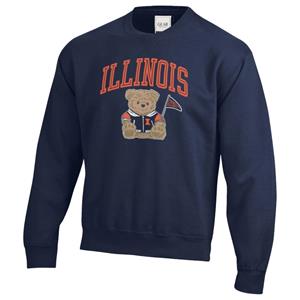 Illinois Teddy Bear Big Cotton Crewneck Sweatshirt